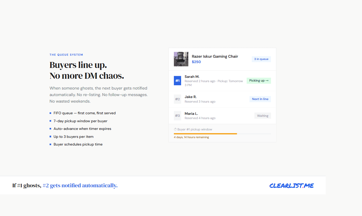 ClearList buyer queue system