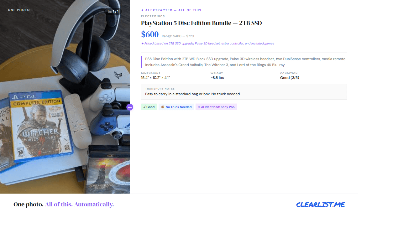 ClearList AI listing generation
