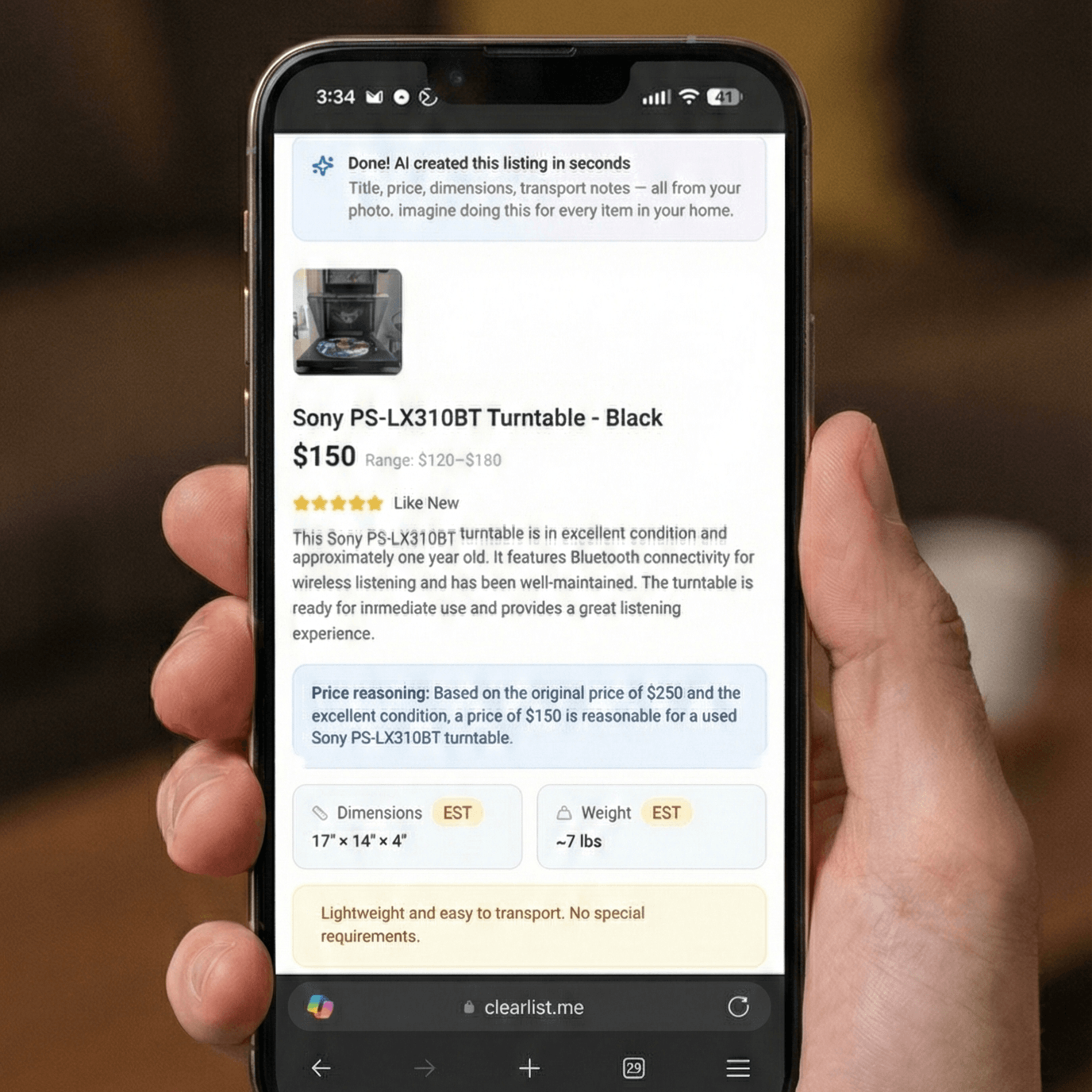 AI generates your listing
